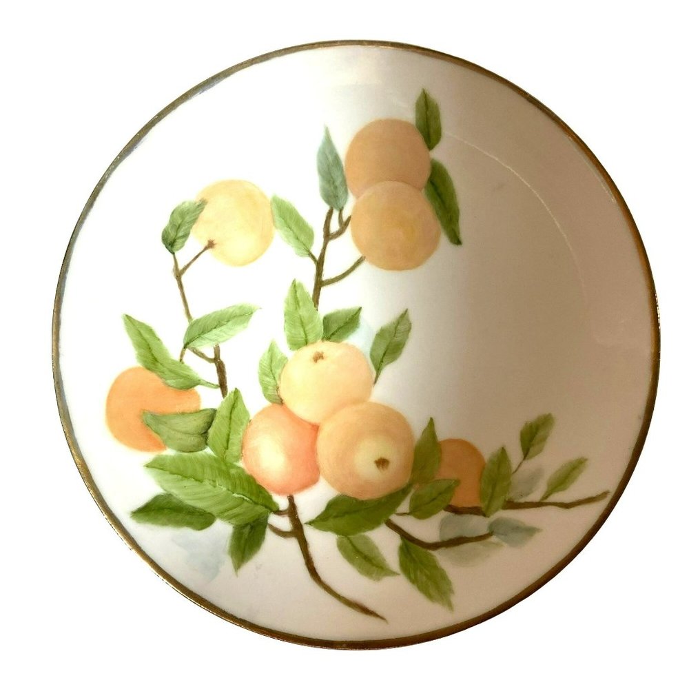 Weimer, Germany Porcelain Plate with Hand Painted Peached Gold Trim